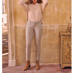 Liv Fancy Cigarette Trousers - Golden Tartan - Women's