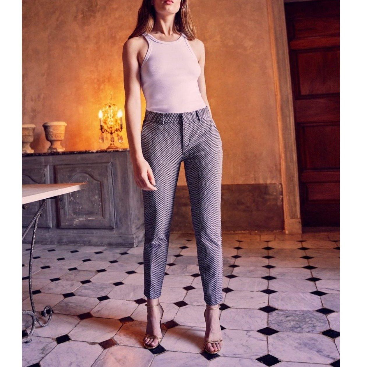 Liv Fancy Cigarette Trousers - Red Diamond - Women