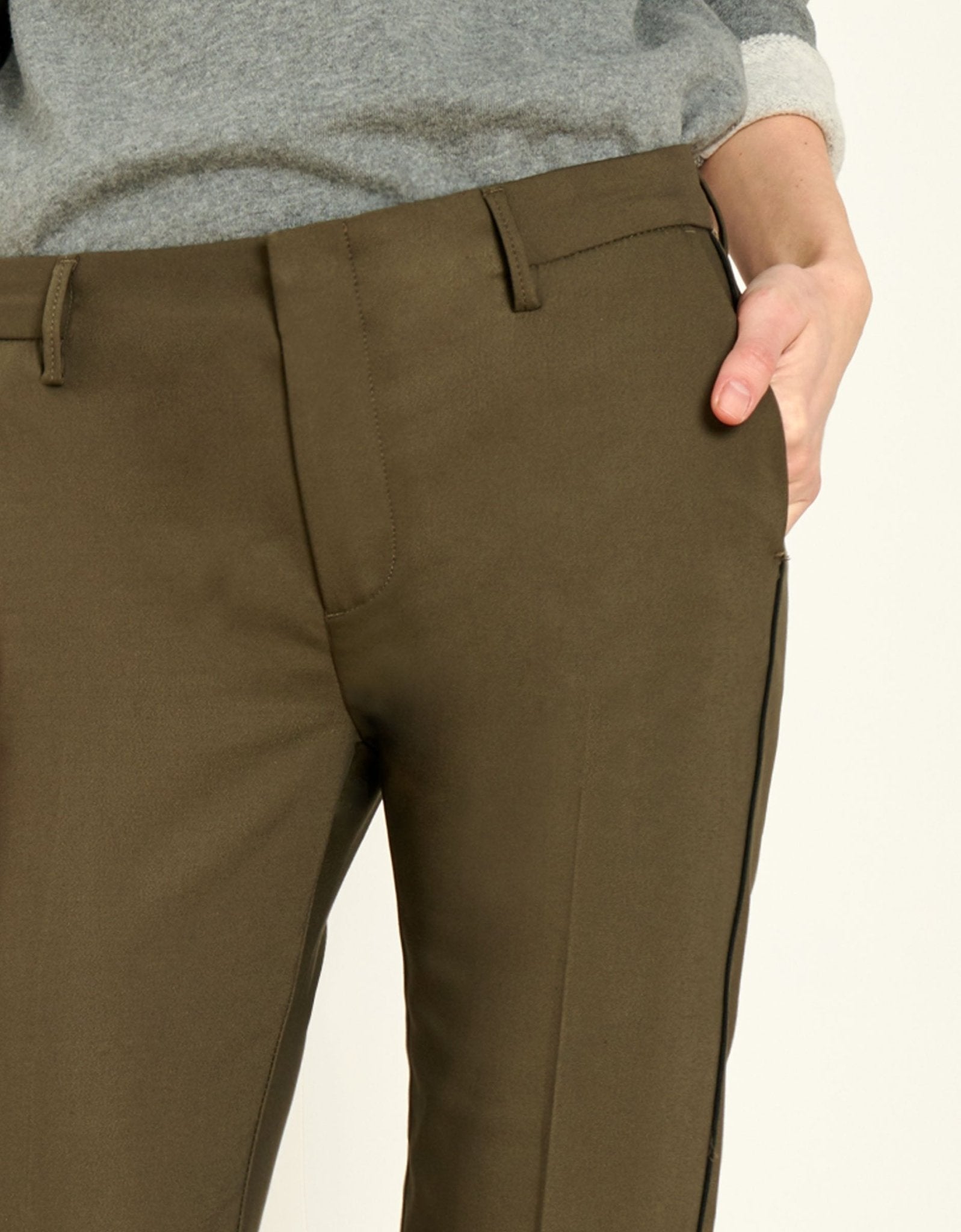 Pantalón cigarette Lizzy Color - Kaki Piping - Mujer