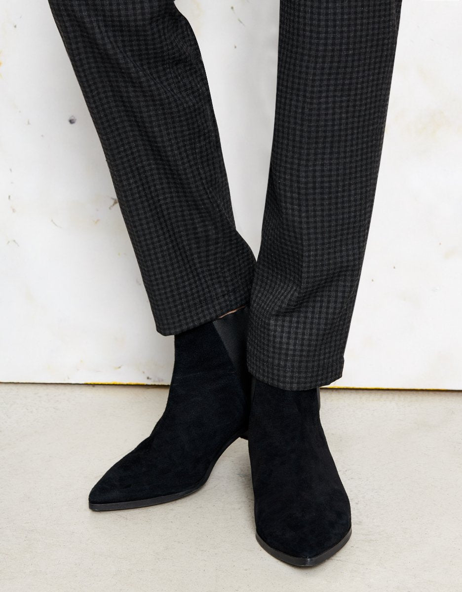 Cigarette Lizzy Fancy Ribbon Trousers - Gray Check - Women's