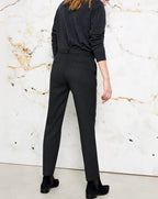 Cigarette Lizzy Fancy Ribbon Trousers - Gray Check - Women's