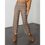 Pantalón Laryfancy pitillo recto y capri - Cuadros camel - Mujer