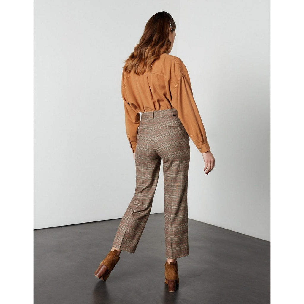 Pantalón Laryfancy pitillo recto y capri - Cuadros camel - Mujer