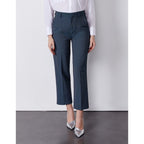 Straight Cropped Cigarette Trousers Laryfancy - Indigo Dots - Women