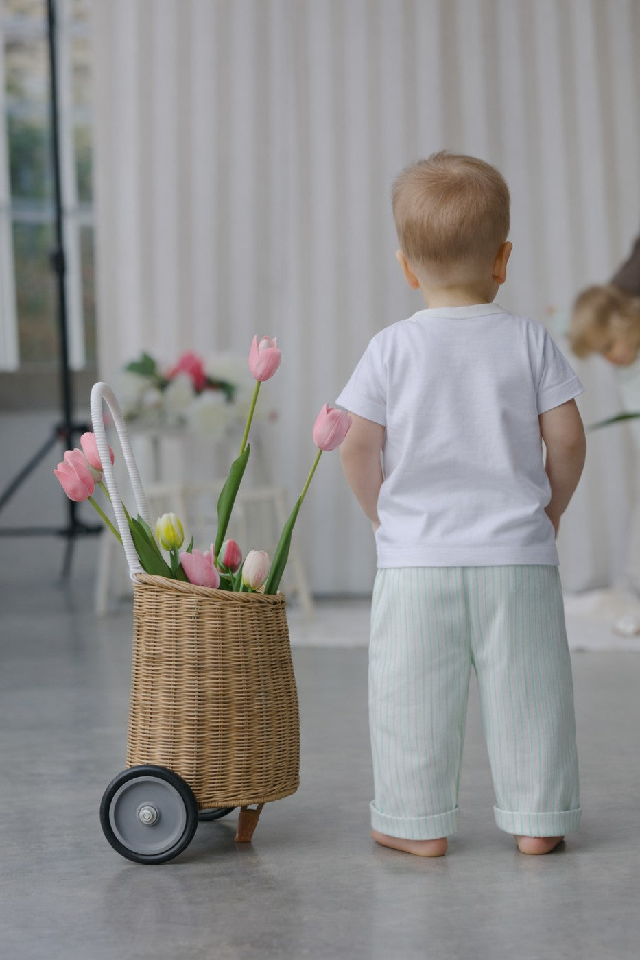 Paul Striped Pants - Baby Boy - Ecru & Mint