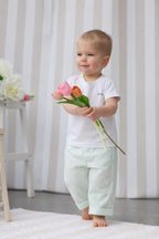 Paul Striped Pants - Baby Boy - Ecru & Mint