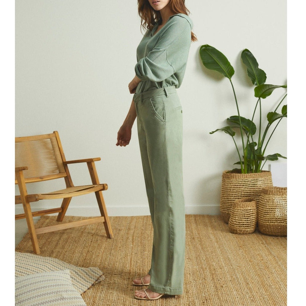 Sandy Long Straight Chino Trouser - Green Bay - Women