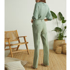 Sandy Long Straight Chino Trouser - Green Bay - Women