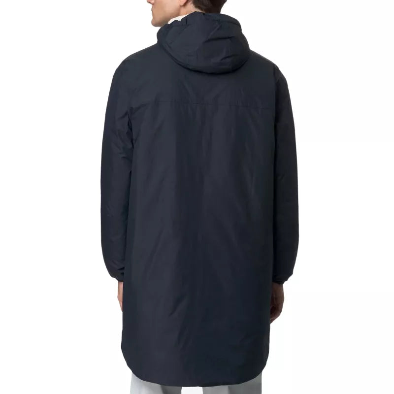 Long Hooded Double Sherpa Parka K-Way Le Vrai 4.0 Eiffel East Orsetto - Navy Blue