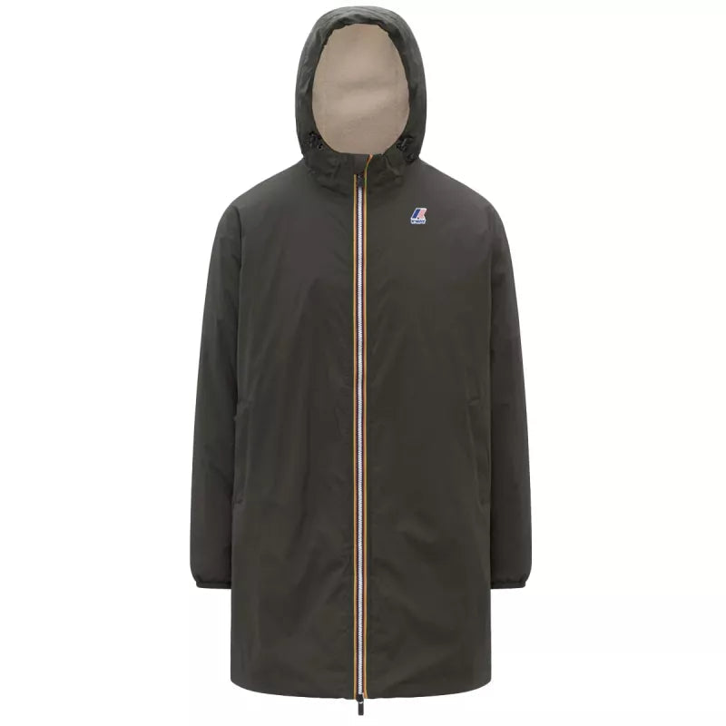Parka Longue À Capuche Double Sherpa K-Way Le Vrai 4.0 Eiffel East Orsetto - Kaki/Noir