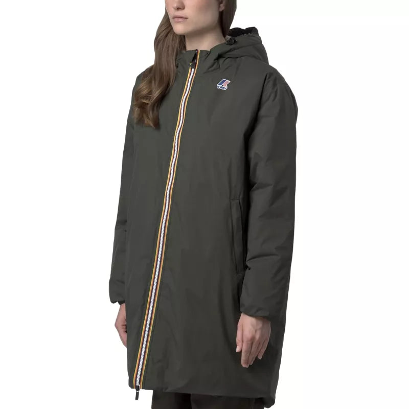 Parka Longue À Capuche Double Sherpa K-Way Le Vrai 4.0 Eiffel East Orsetto - Kaki/Noir
