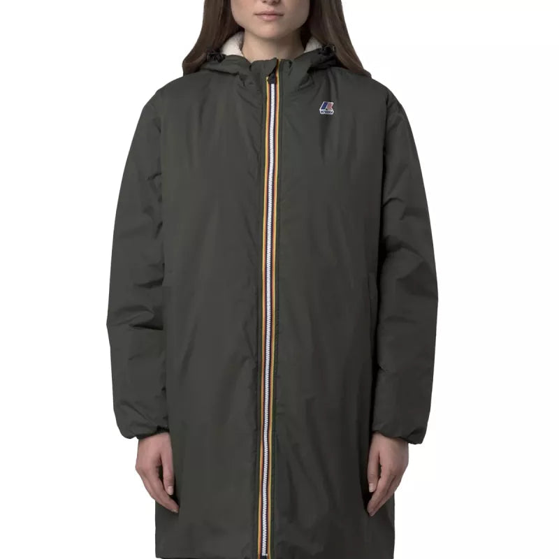 Parka Longue À Capuche Double Sherpa K-Way Le Vrai 4.0 Eiffel East Orsetto - Kaki/Noir