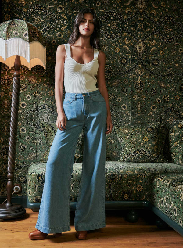 PAULINE BLUE WIDE LEG JEANS PETITE MENDIGOTE