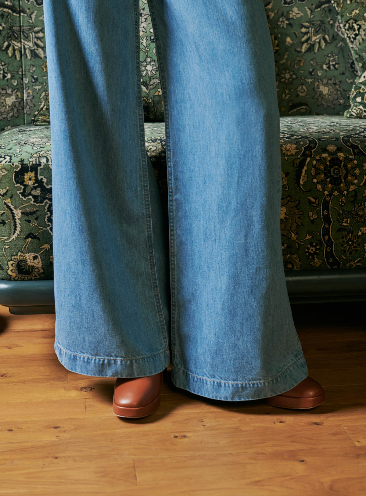 JEAN WIDE LEG BLEU PAULINE PETITE MENDIGOTE