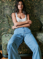 JEAN WIDE LEG BLEU PAULINE PETITE MENDIGOTE