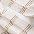 Housse De Couette - En Percale De Coton Lavé 300 Fils - Rayures Beiges Marrons