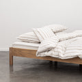 Housse De Couette - En Percale De Coton Lavé 300 Fils - Rayures Beiges Marrons
