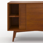 Waya - Aparador pequeño de madera de teca, 2 puertas correderas