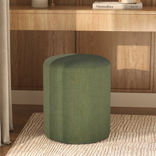 Lily - Pouf Rond En Velours Côtelé Vert