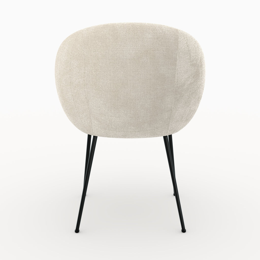 Bloomy - Chaise En Velours Chenillé Écru Et Métal Noir