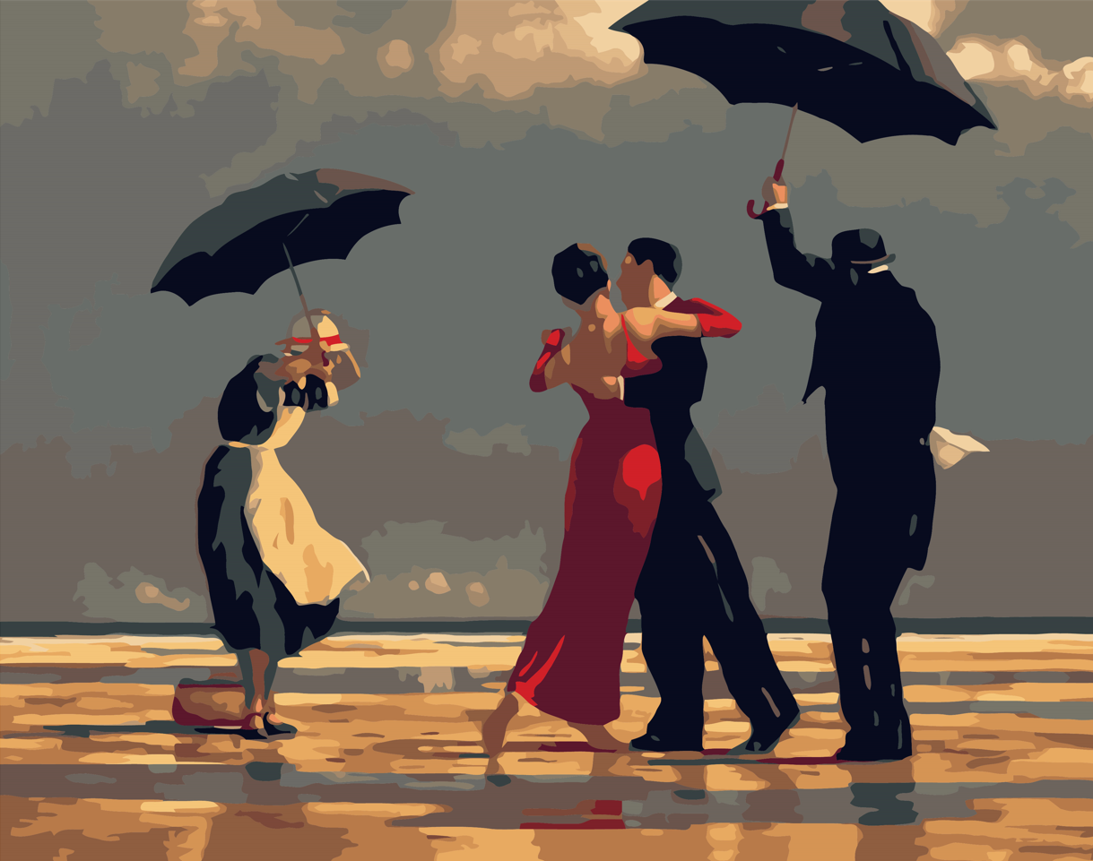 Pintura por números - Bailarines retro en la Playa