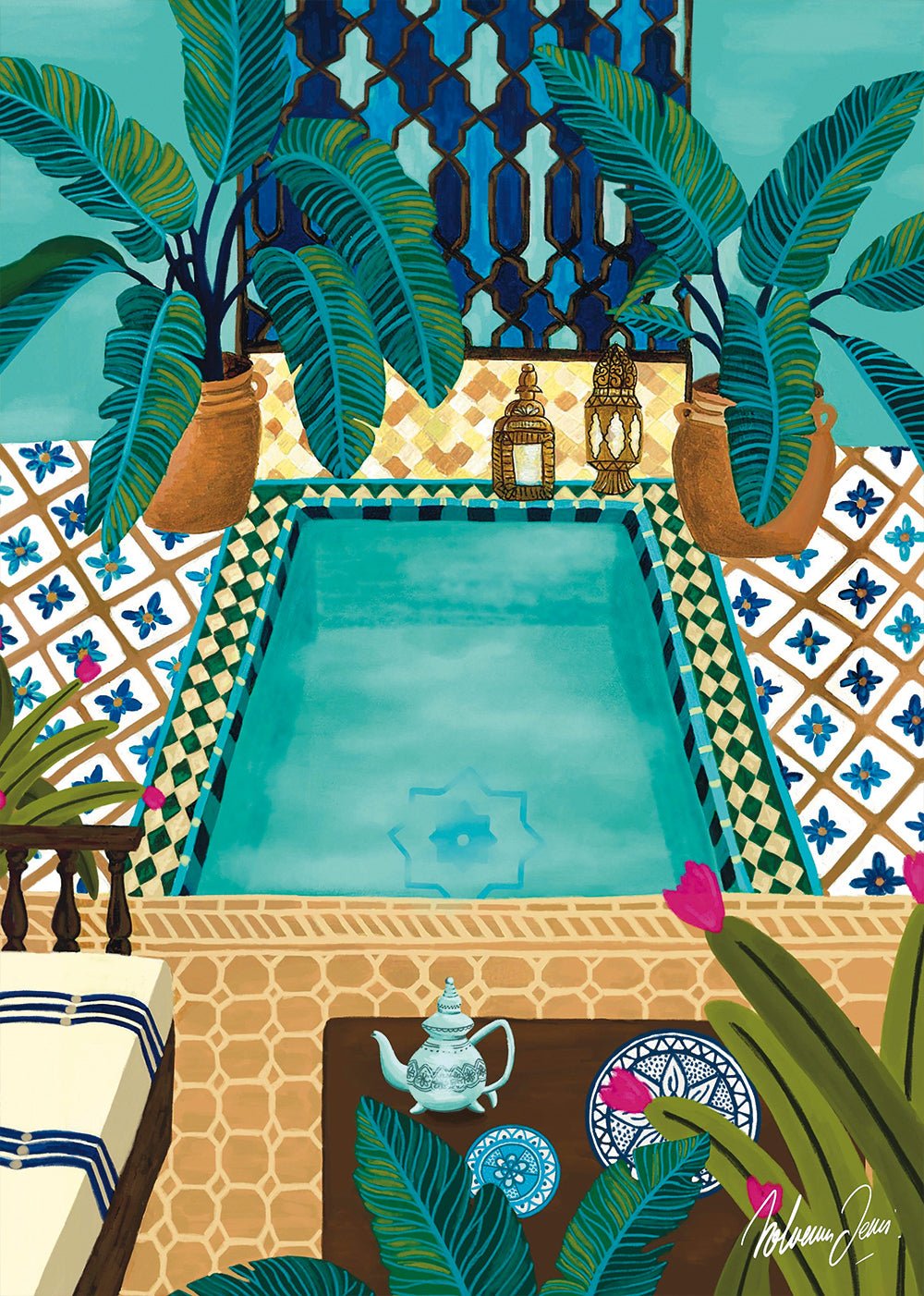Puzzle 1000 Pièces Pieces & Peace - Riad BleuPieces & Peace