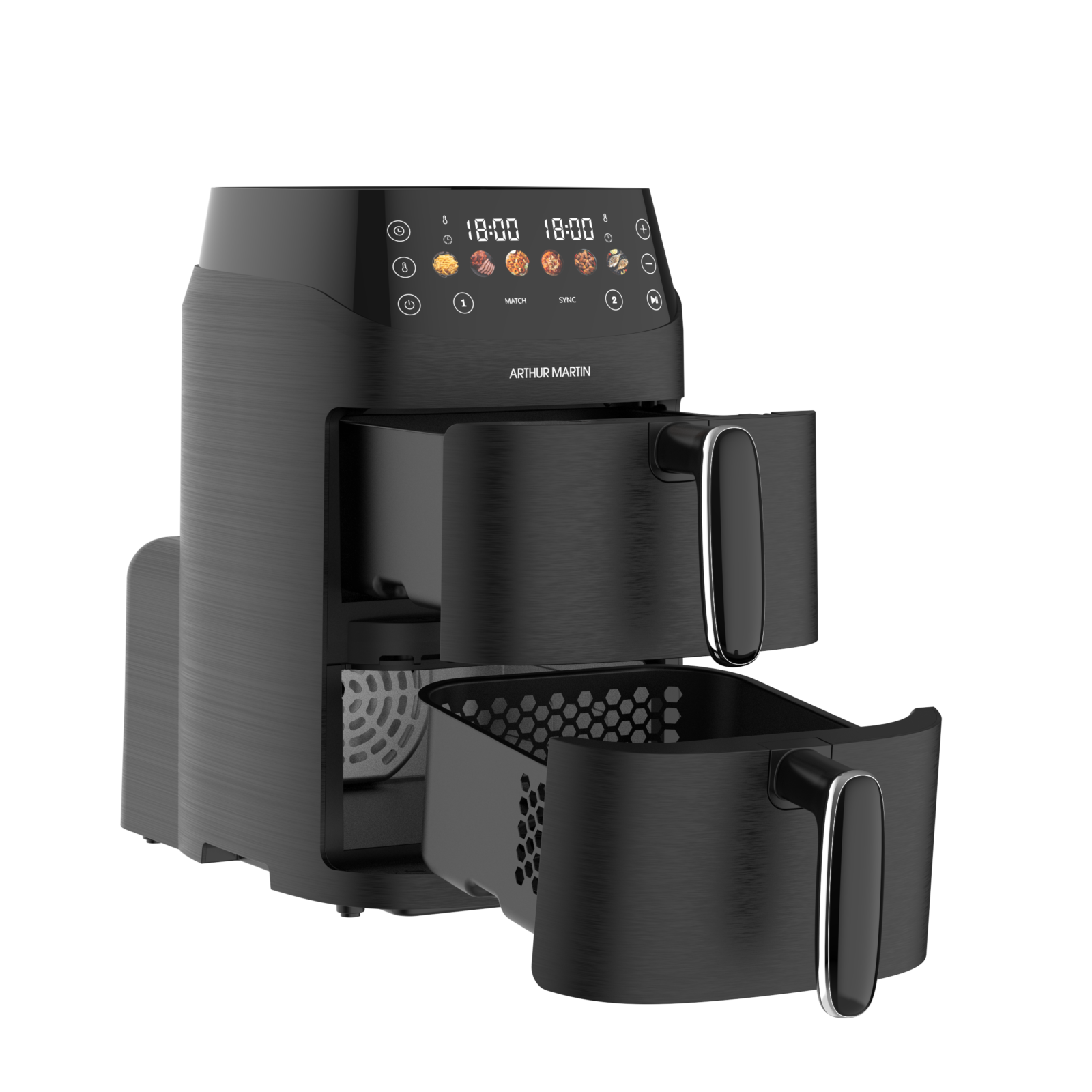 Air Fryer Double Panier 2x2,5L - 2x1000W - 5L Total - Noir