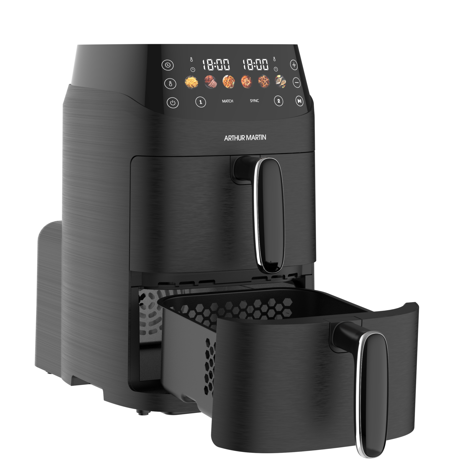 Air Fryer Double Panier 2x2,5L - 2x1000W - 5L Total - Noir