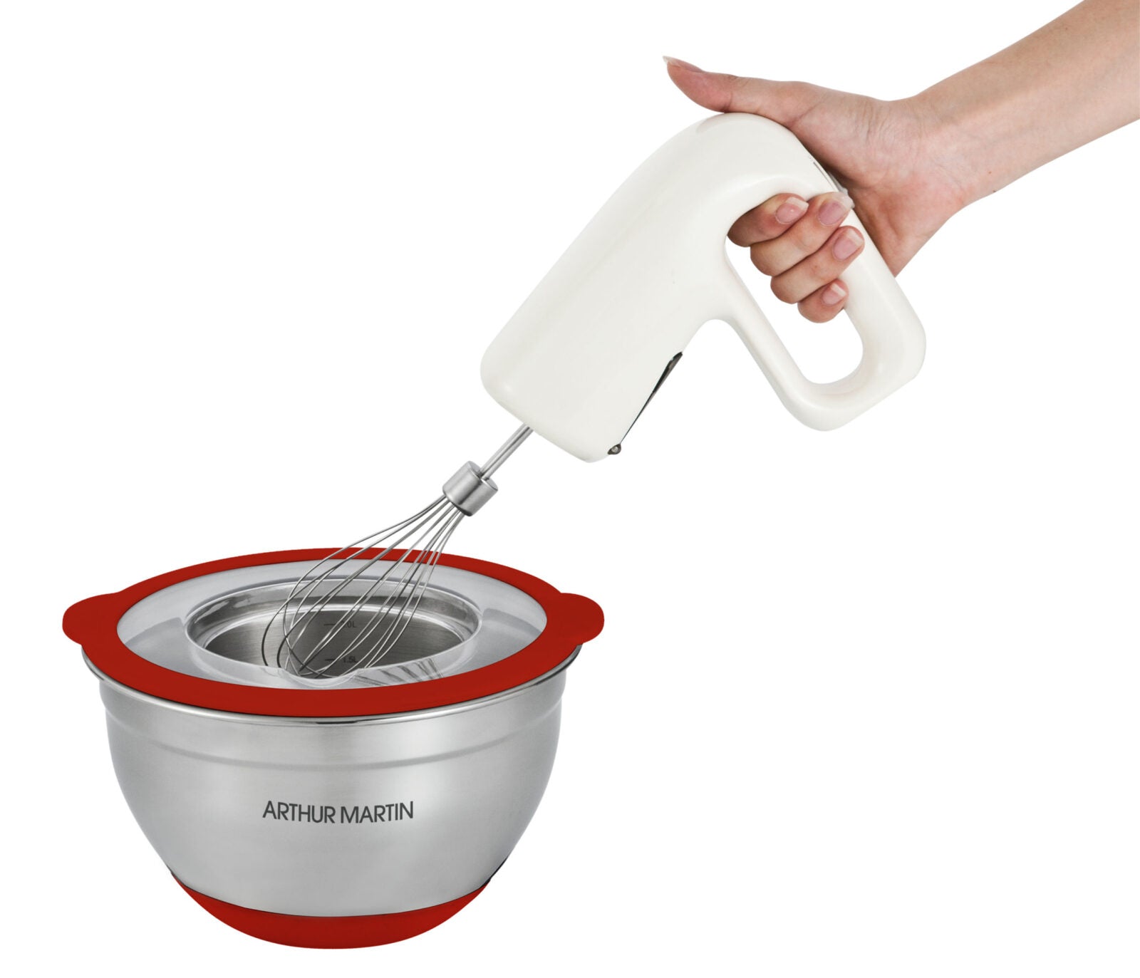 Juego de 3 cuencos para mezclar 16/20/24 cm - Acero inoxidable - Rojo