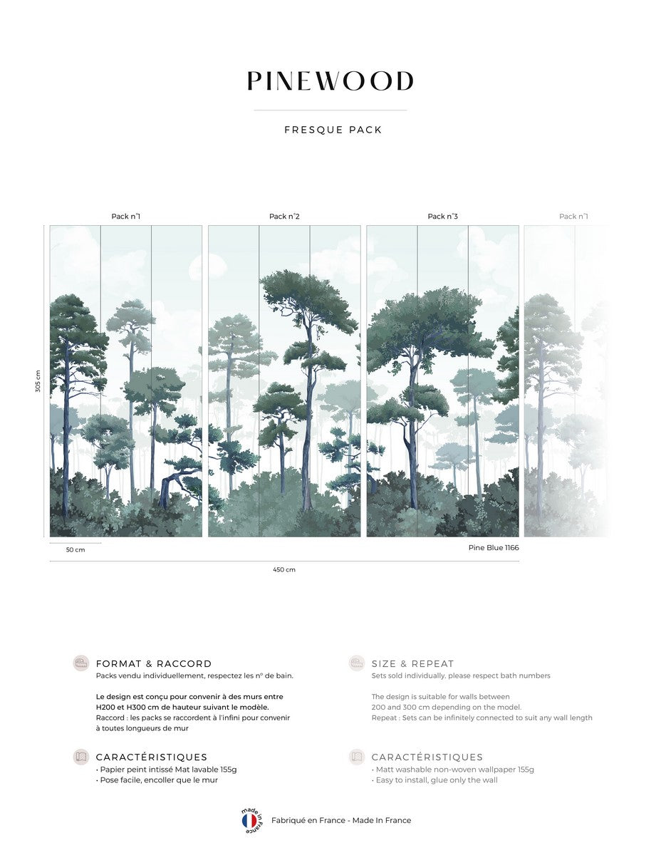 Mural Pinewood - Pine Blue