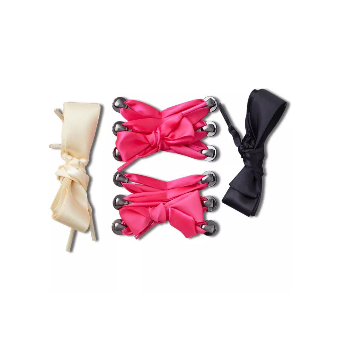 Jibbitz Ribon Lace Em Full Pack Pins - White, Pink, Black.