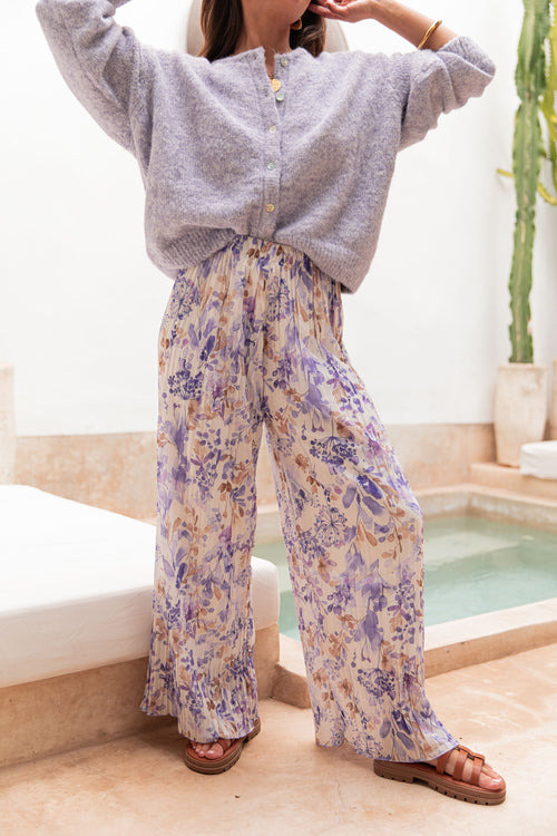 PIO Violet Fleurs - Pantalon Plissé 14