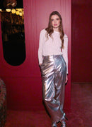 Pantalon Droit En Similicuir Pitty - Argent