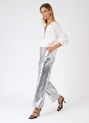 Pantalon Droit En Similicuir Pitty - Argent