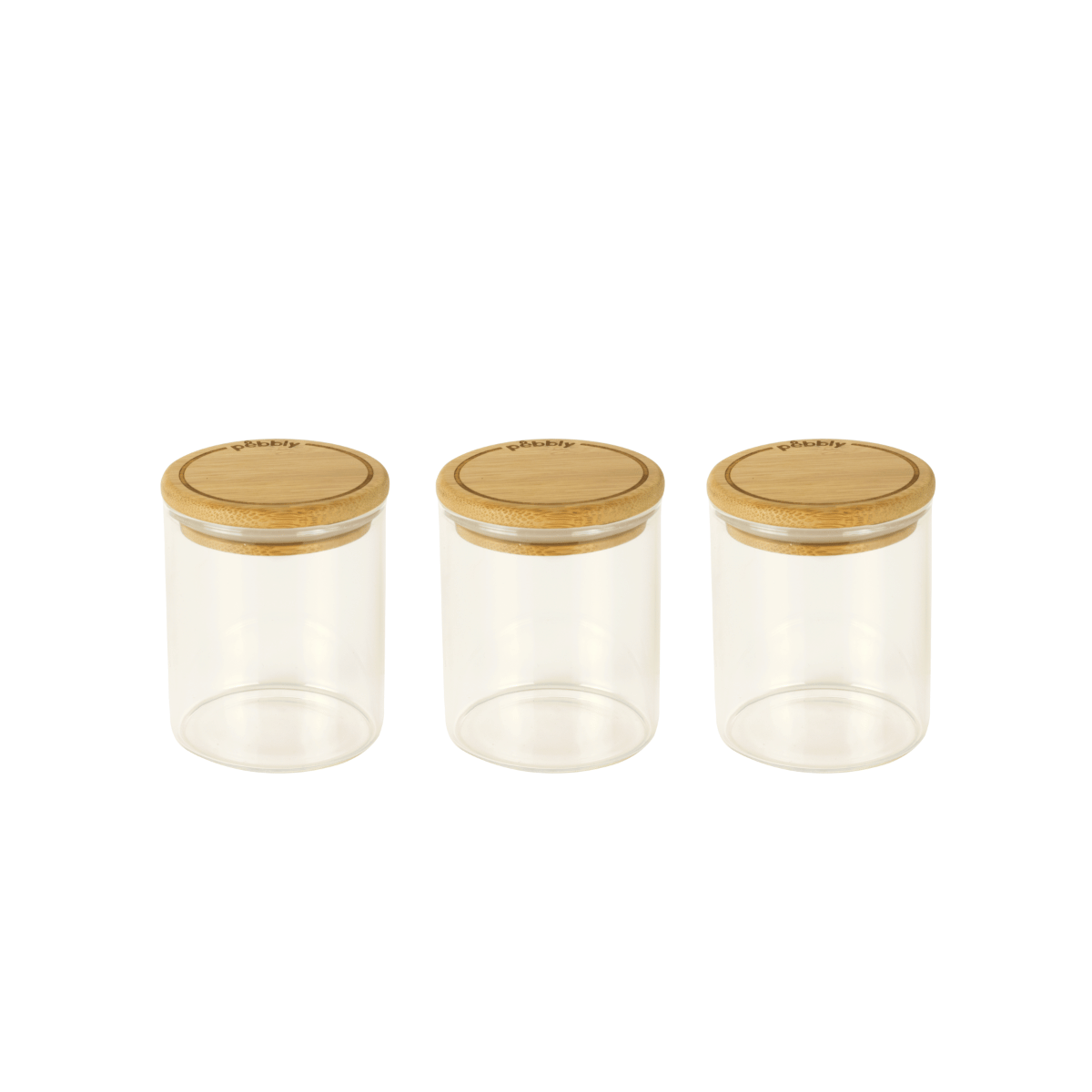 Set Of 3 Glass Spice Jars - Clear