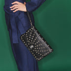 Alicia Leather Pouch Black Nappa Leather With Eyelets