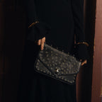 Alicia Leather Pouch Black Nappa Leather With Eyelets