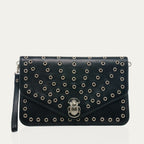 Alicia Leather Pouch Black Nappa Leather With Eyelets