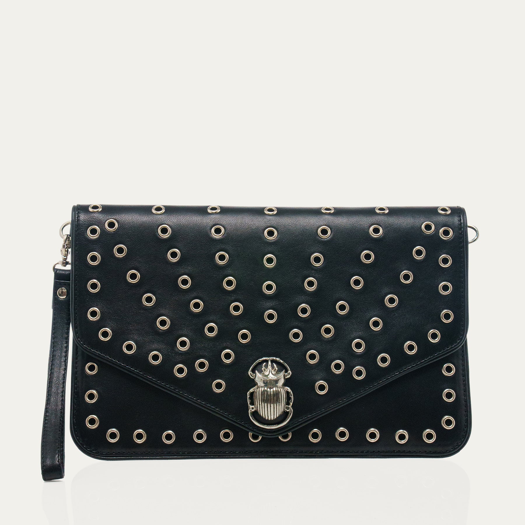 Alicia Leather Pouch Black Nappa Leather With Eyelets