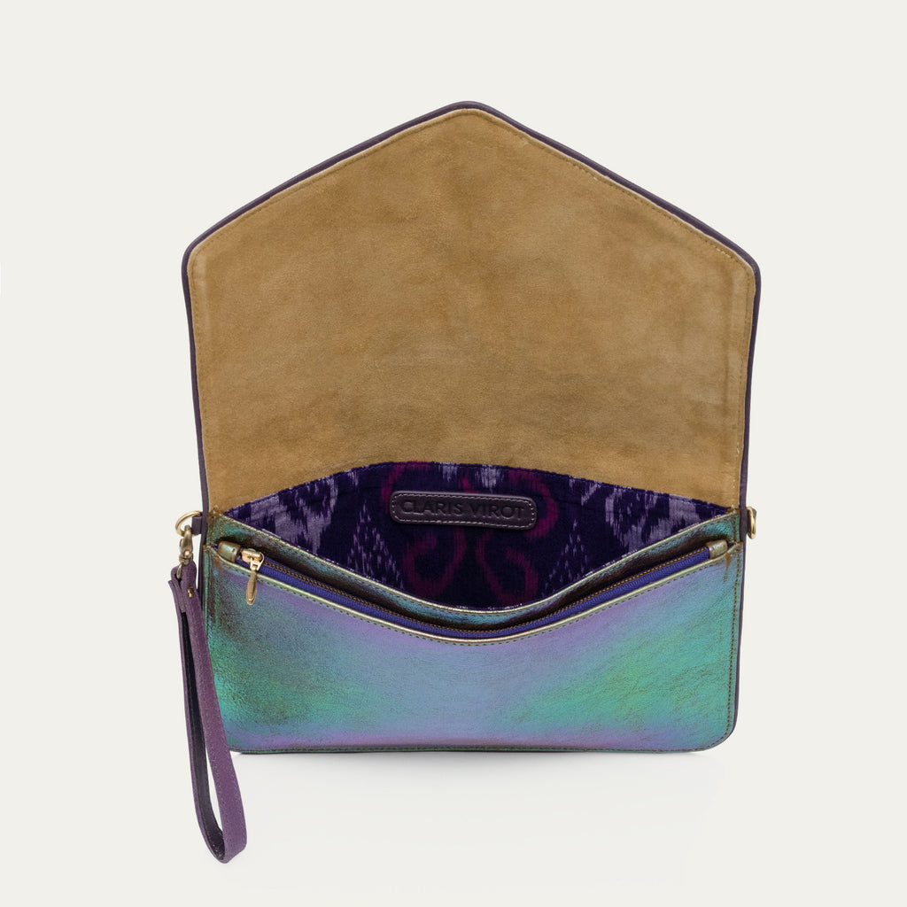 Clutch Alicia Moon de piel con remaches de nácar