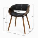 Polo - Chaise En Cuir Synthétique Noir Et Bois Plaqué Noyer