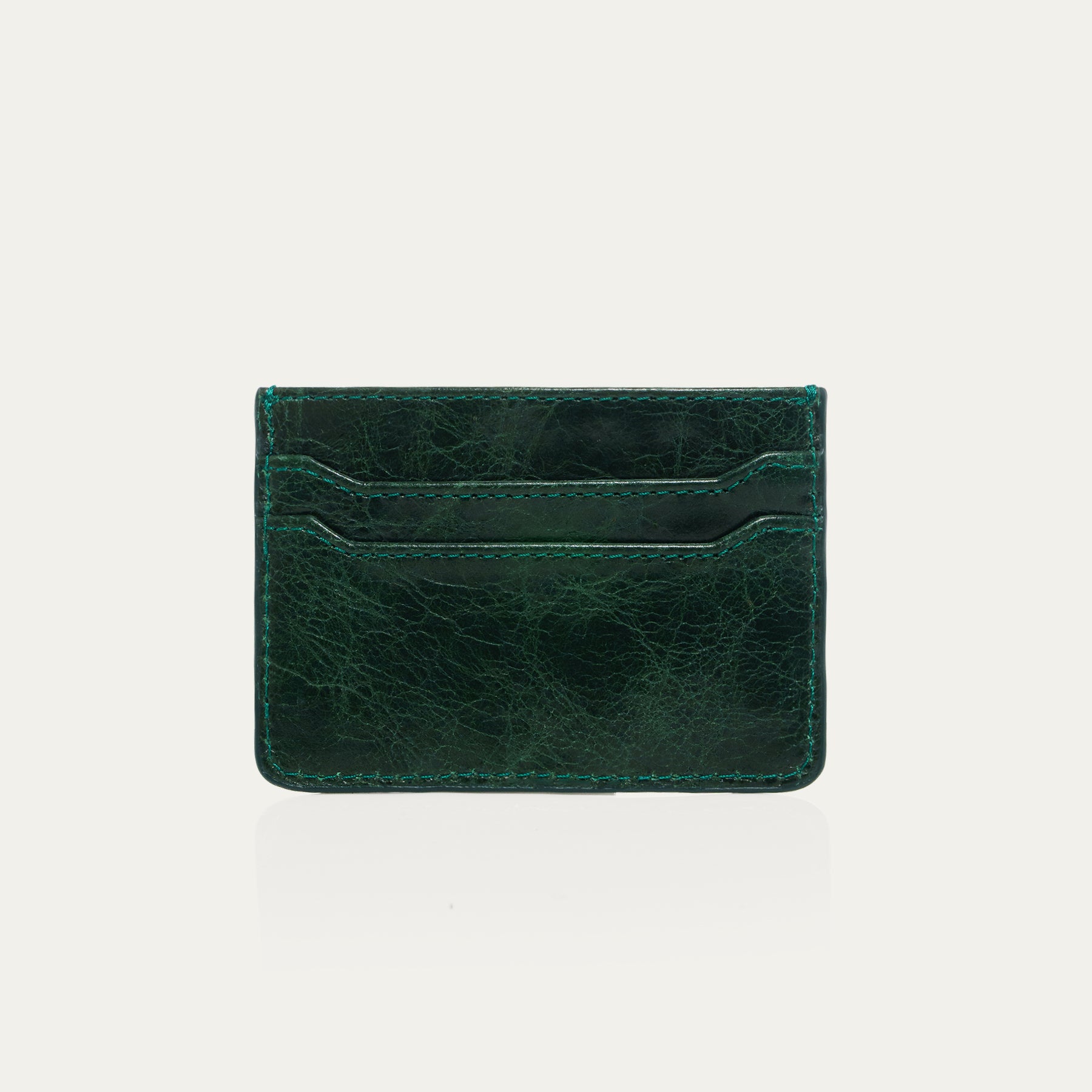 Porte Carte Manu Cuir Vert Jade
