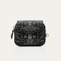 Black Karl Nappa Leather Coin Purse with Bandana Print