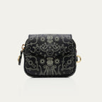 Black Karl Nappa Leather Coin Purse with Bandana Print