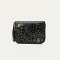 Black Mini Bob Nappa Leather Wallet with Bandana Print