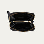 Black Mini Bob Nappa Leather Wallet with Bandana Print