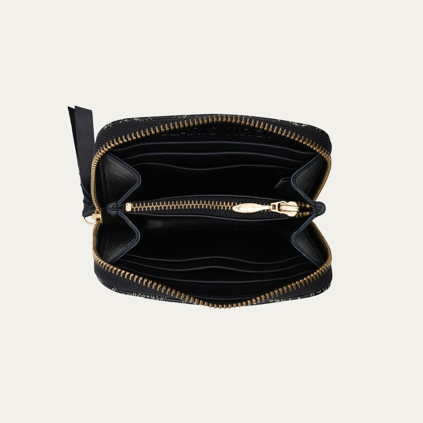 Black Mini Bob Nappa Leather Wallet with Bandana Print