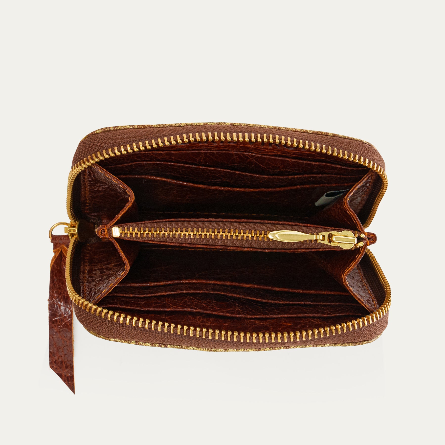 Cartera Mini Bob de Piel Burbuja Oro Antiguo