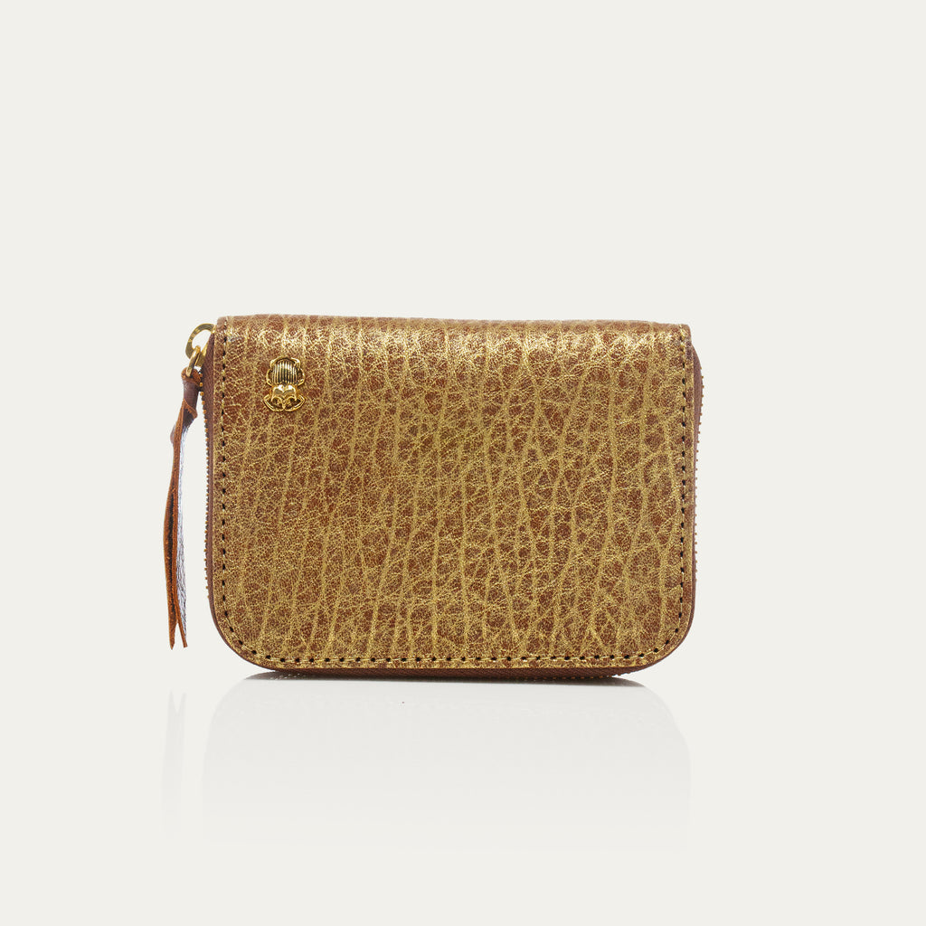 Cartera Mini Bob de Piel Burbuja Oro Antiguo