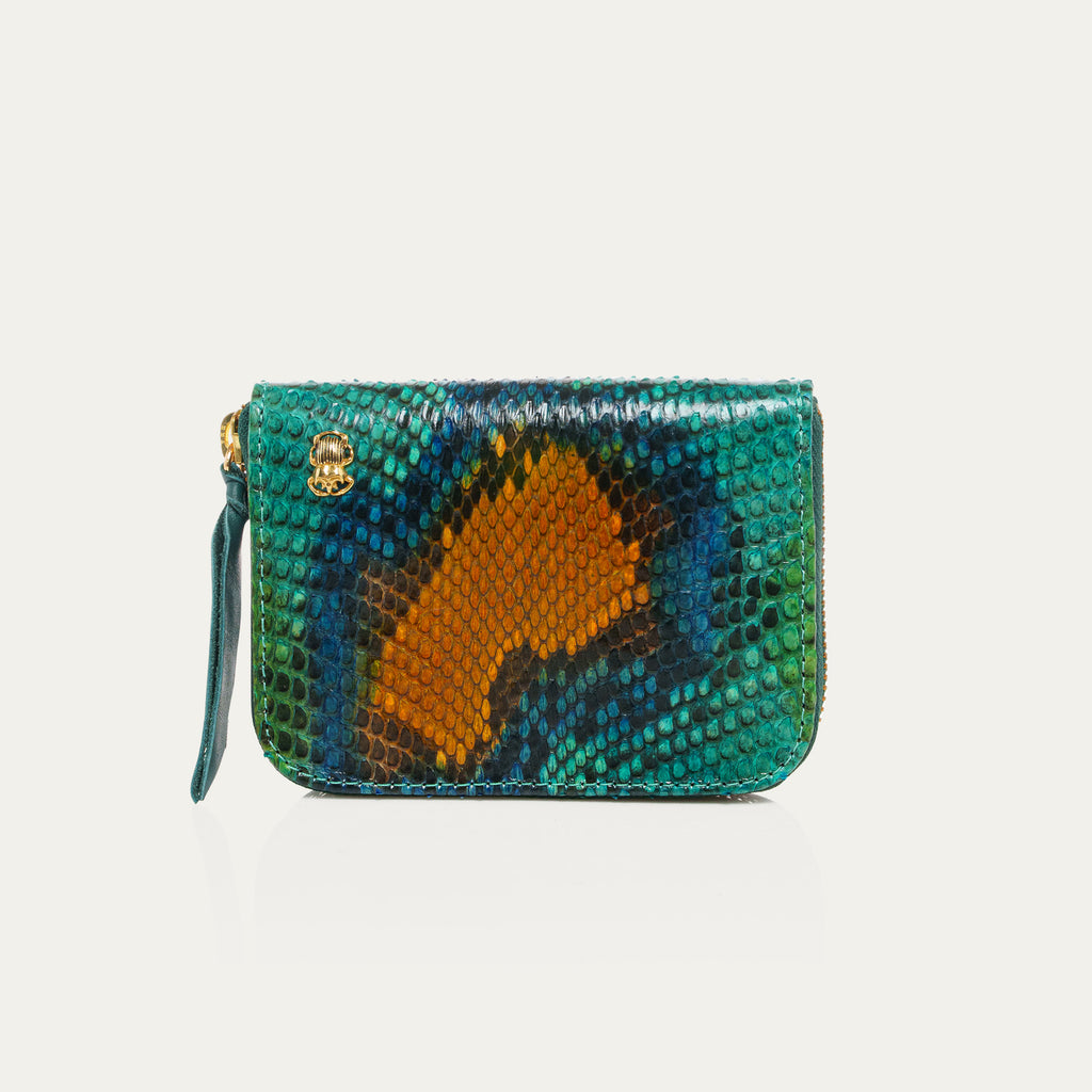 Cartera Lotus Mini Bob Python Azul